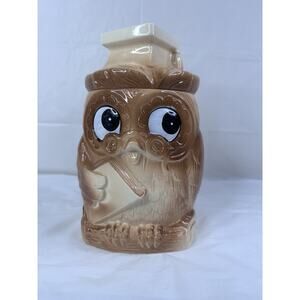 Scholarly Wise Old Owl Cookie Jar MCM Vintage Made in Japan